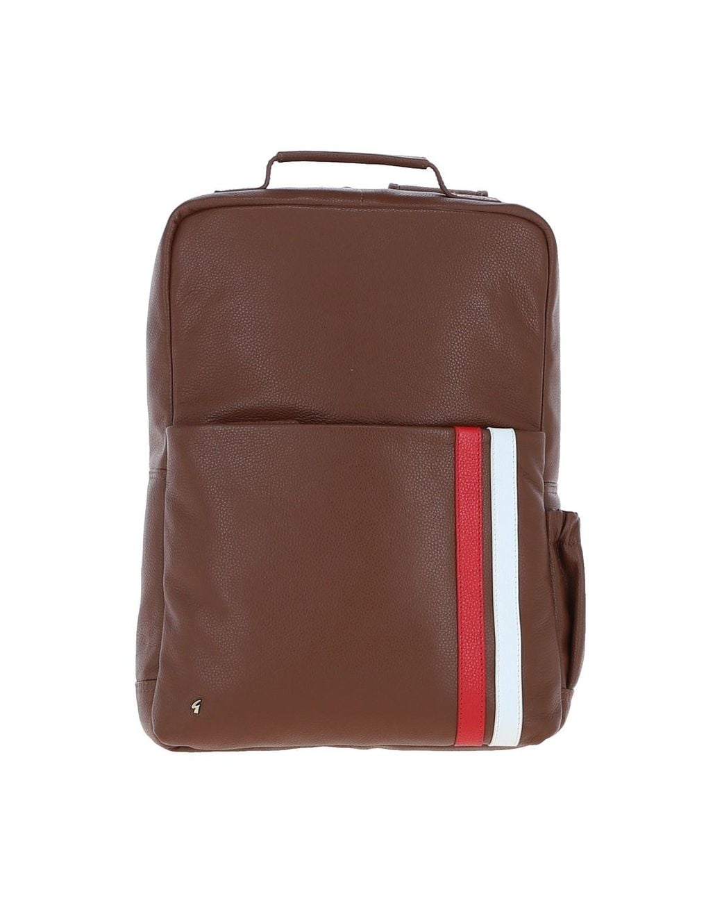 Gabicci Brown Real Leather Backpack With Striped Front Detail for men