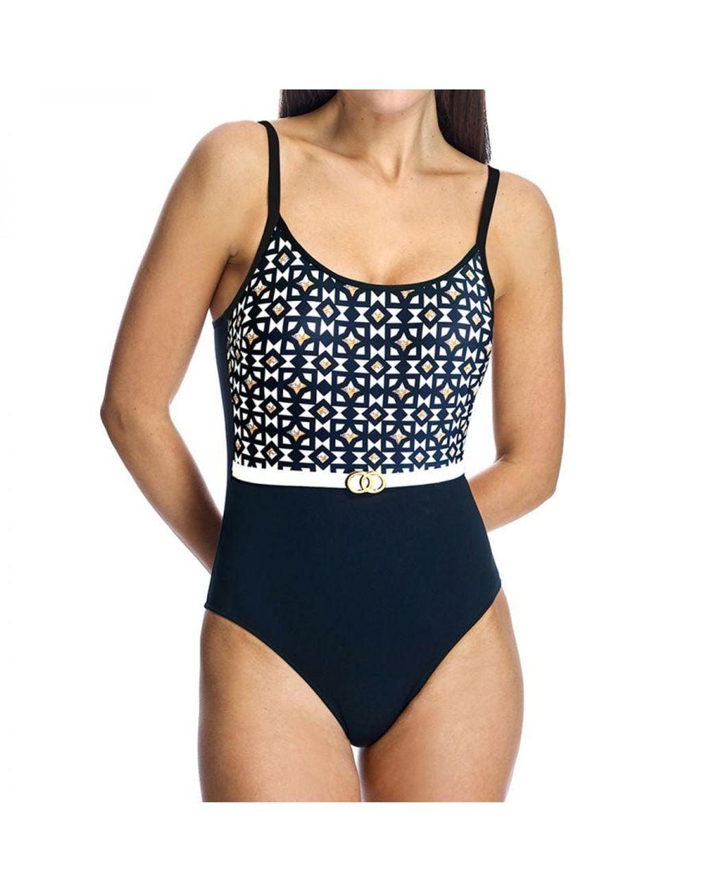 Ory Blue Round Neckline Swimsuit W240481