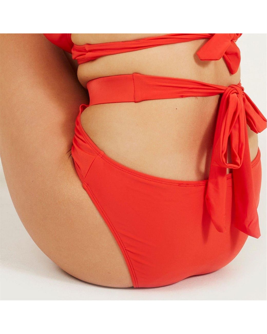 Brave Soul Red Around Bikini Bottoms With Tie