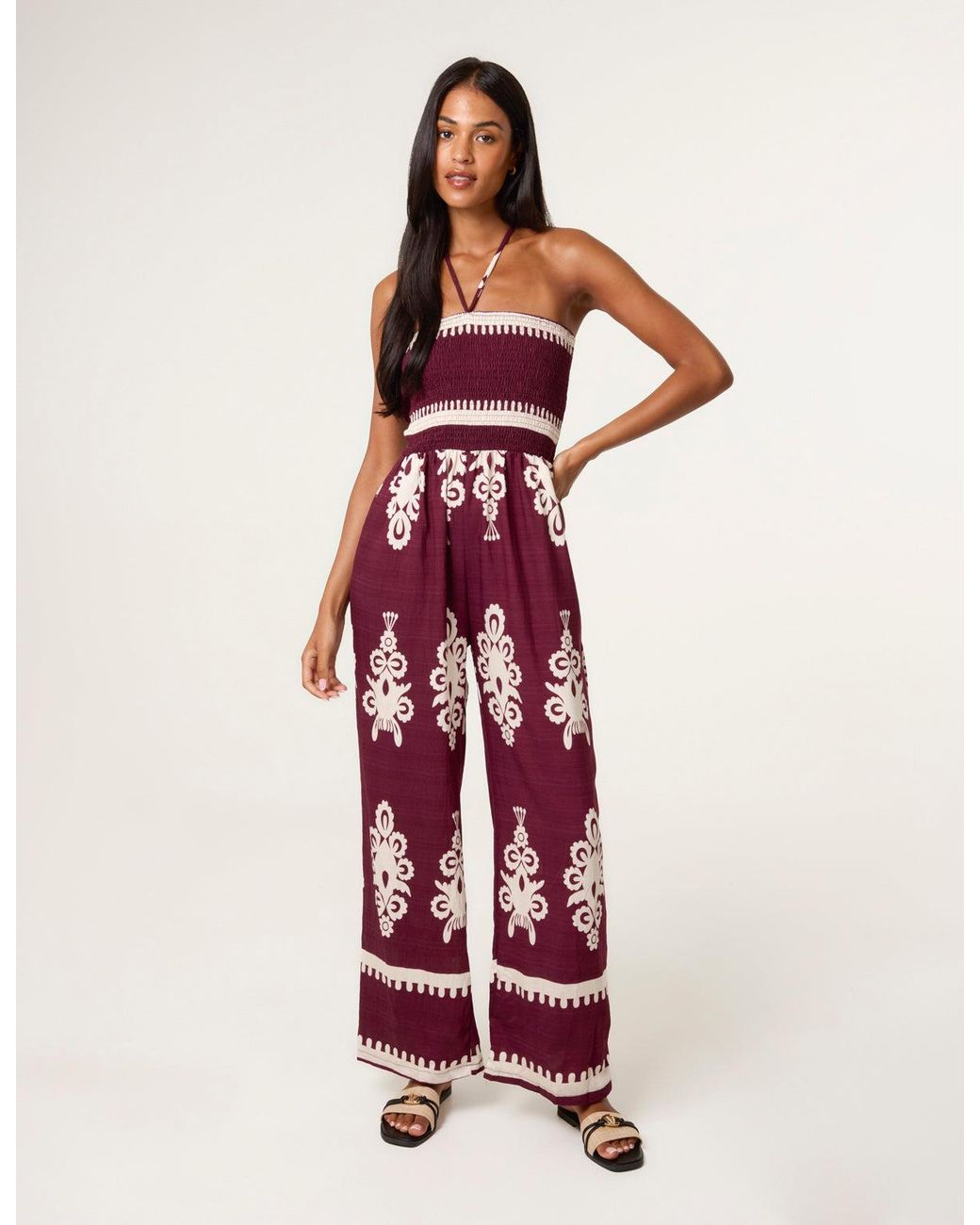 Blue Vanilla Strapless Shirred Waist Jumpsuit