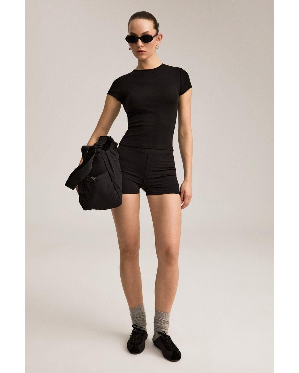 Grimelange Black Slim Fit Crew Neck T-Shirt