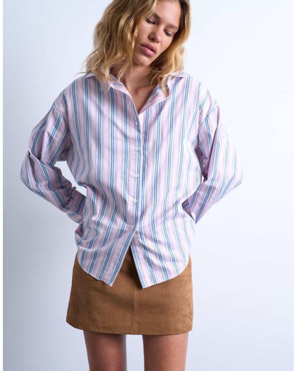 TOPSHOP Blue Oversized Shirt