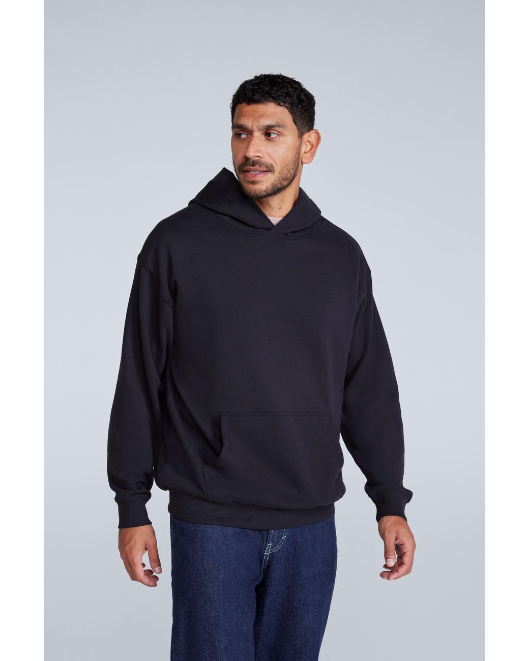 Mountain Warehouse Blue 'Icon' Logo Drop Shoulder Hoodie With Kangaroo Pocket Warm Sweatshirt Cotton for men