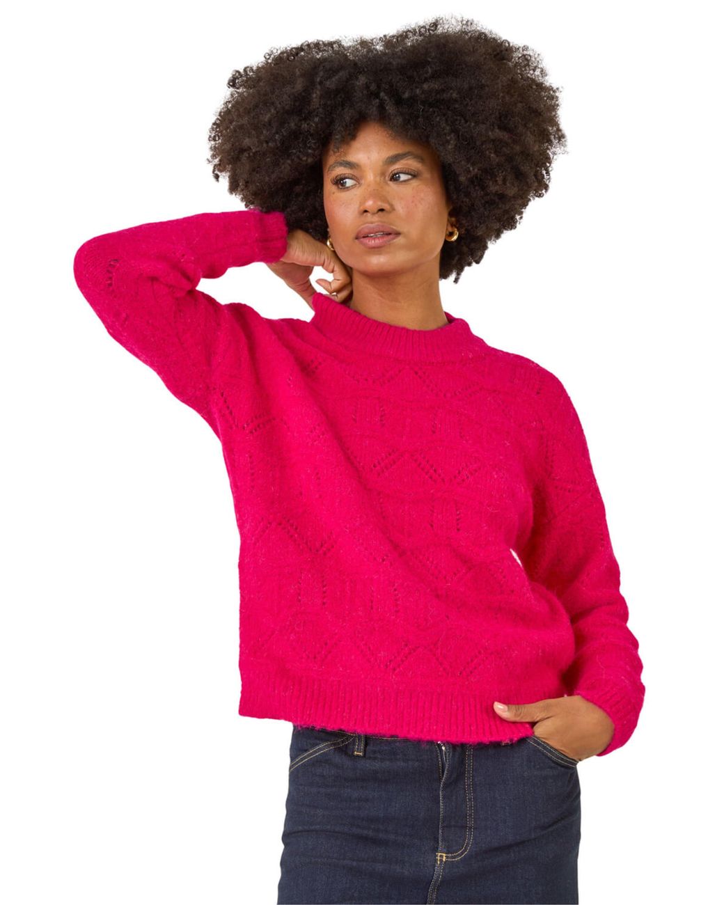 Roman Pink Pointelle Stitch Knit Jumper