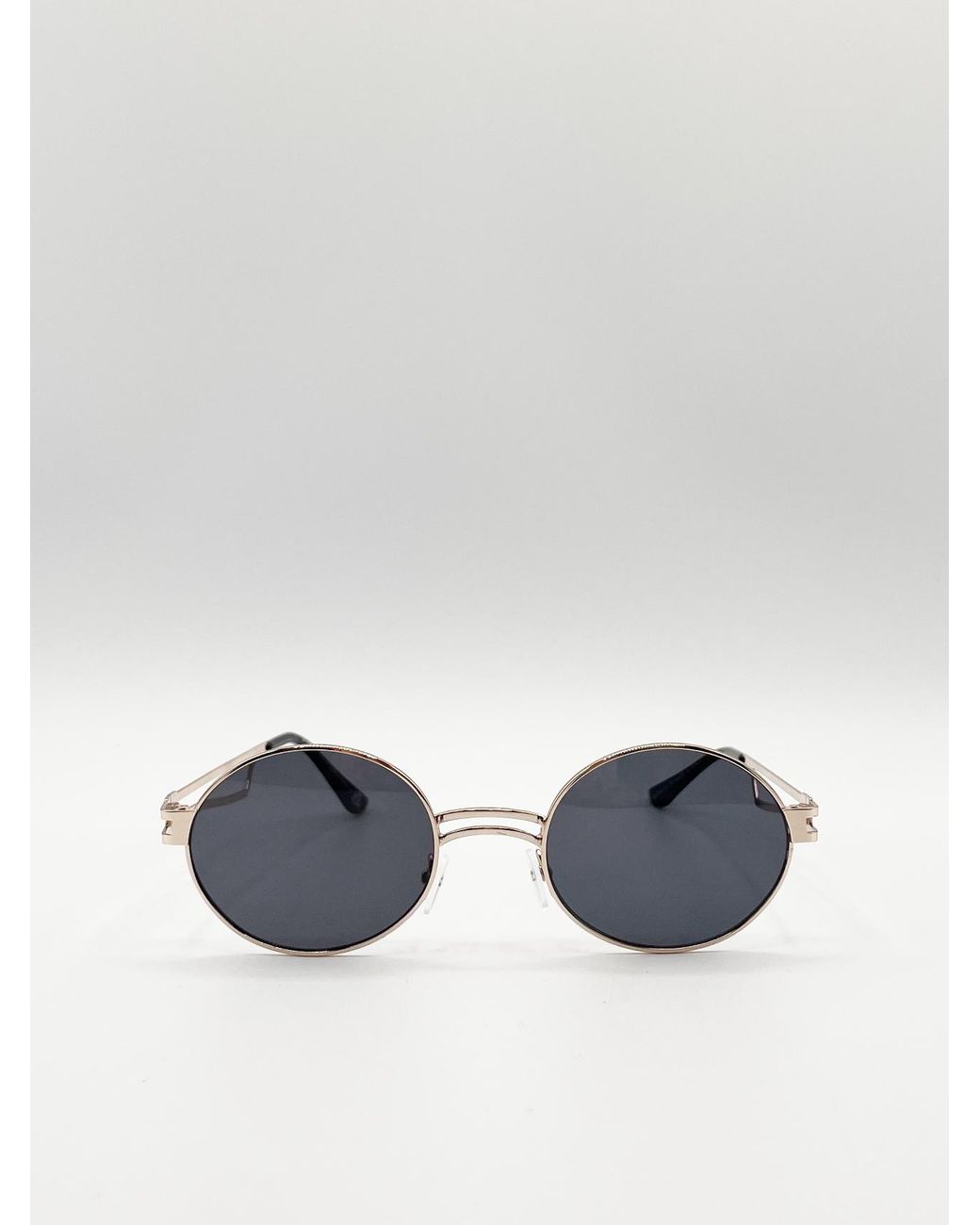 SVNX Blue Retro Round Sunglasses