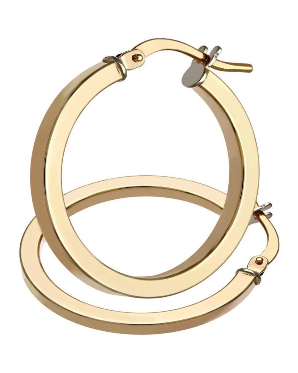 DIAMANT L TERNEL 9ct Yellow Gold Square Tube Hoop Earrings Of