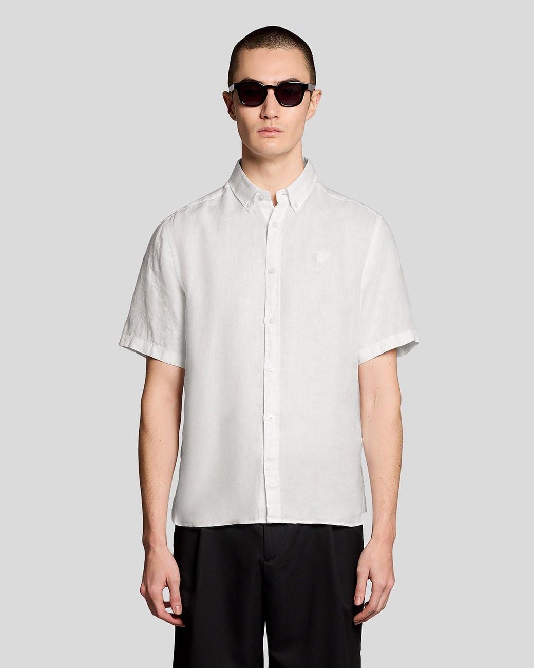 Lyle & Scott White Short Sleeve Linen Shirt for men