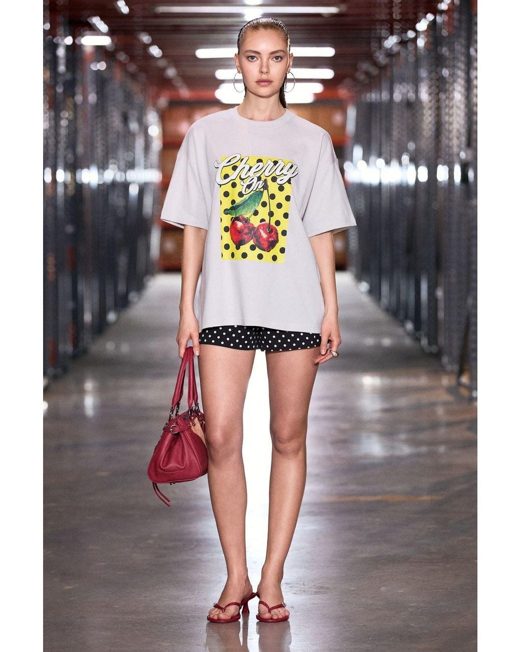 Grimelange Gray Printed Crew Neck T-Shirt