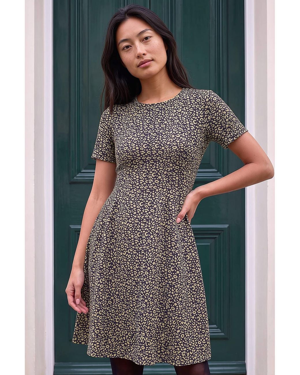 Roman Gray Petite Jacquard Dress
