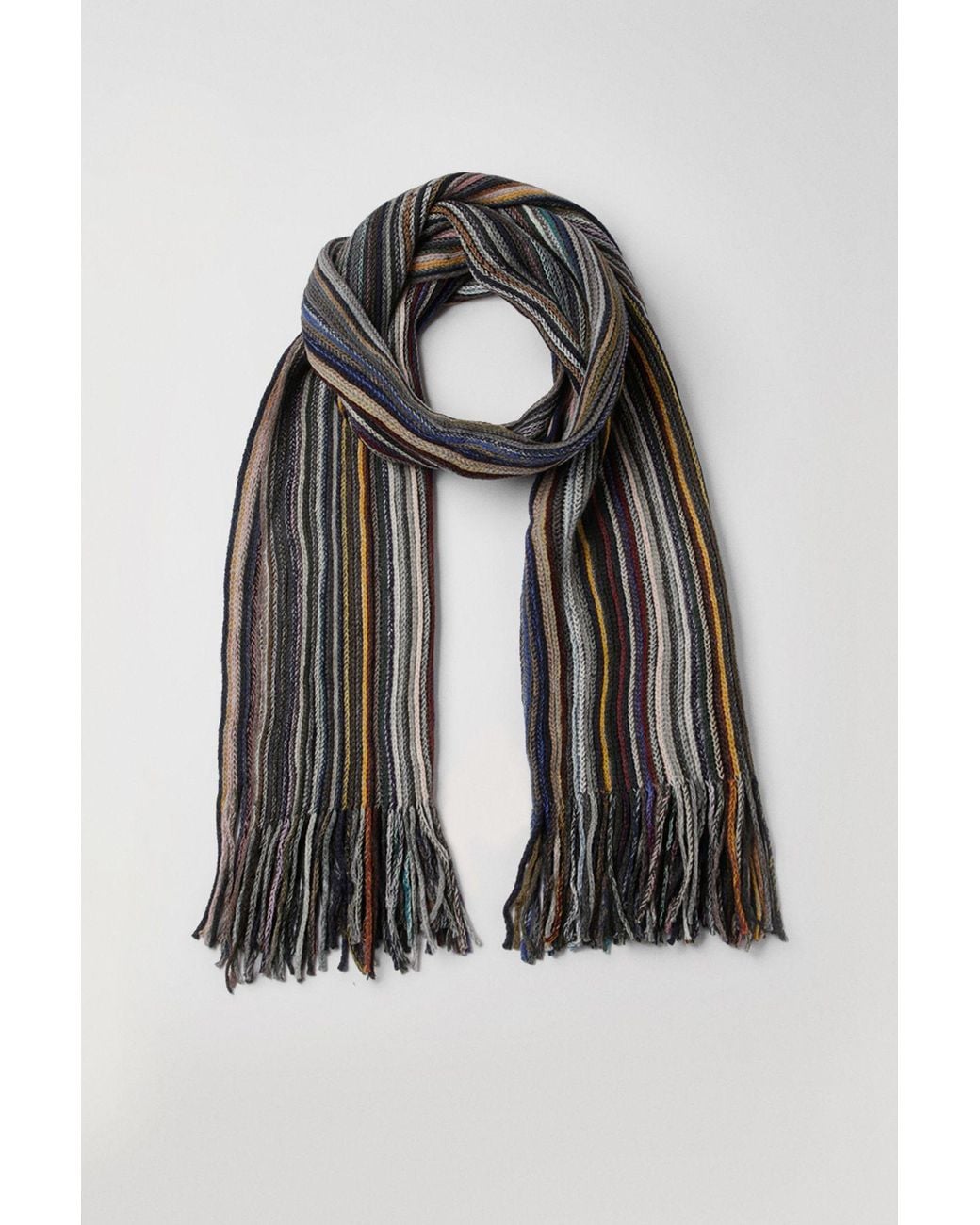 MAINE Black Stripe Scarf for men