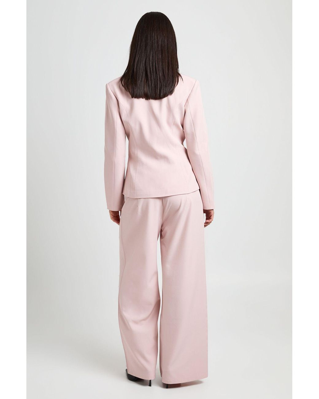 Boohoo Pink Pleat Front Wide Leg Tailored Trousers