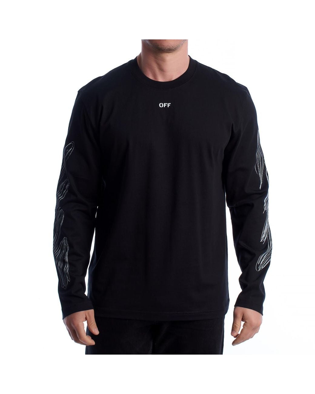 Off-White c/o Virgil Abloh Blue Long Sleeve T-Shirt Scribble Diags 44Mab086G5J0051001 for men