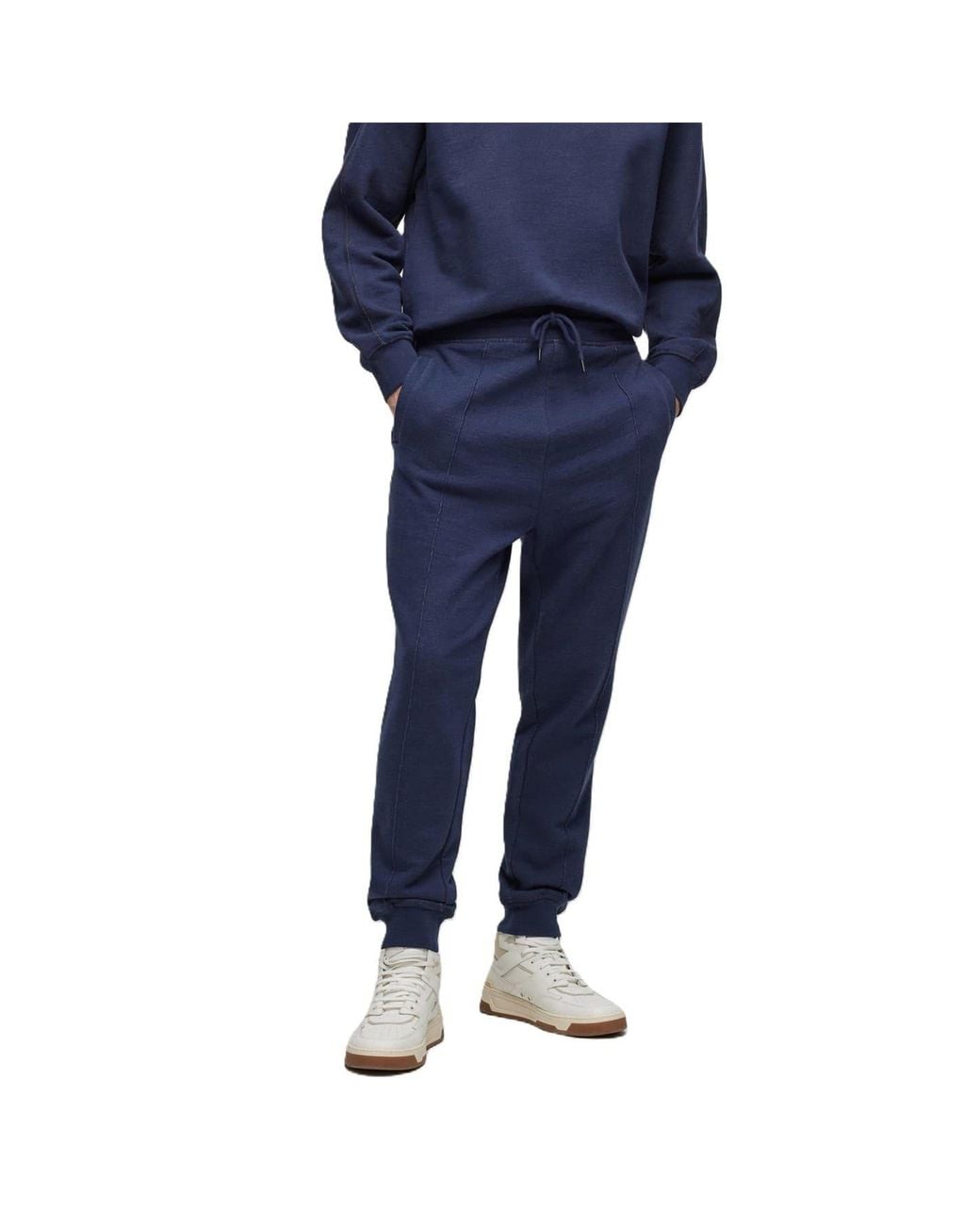 Boss Blue Seglitchstitch Solid Patterned Slim Joggers for men