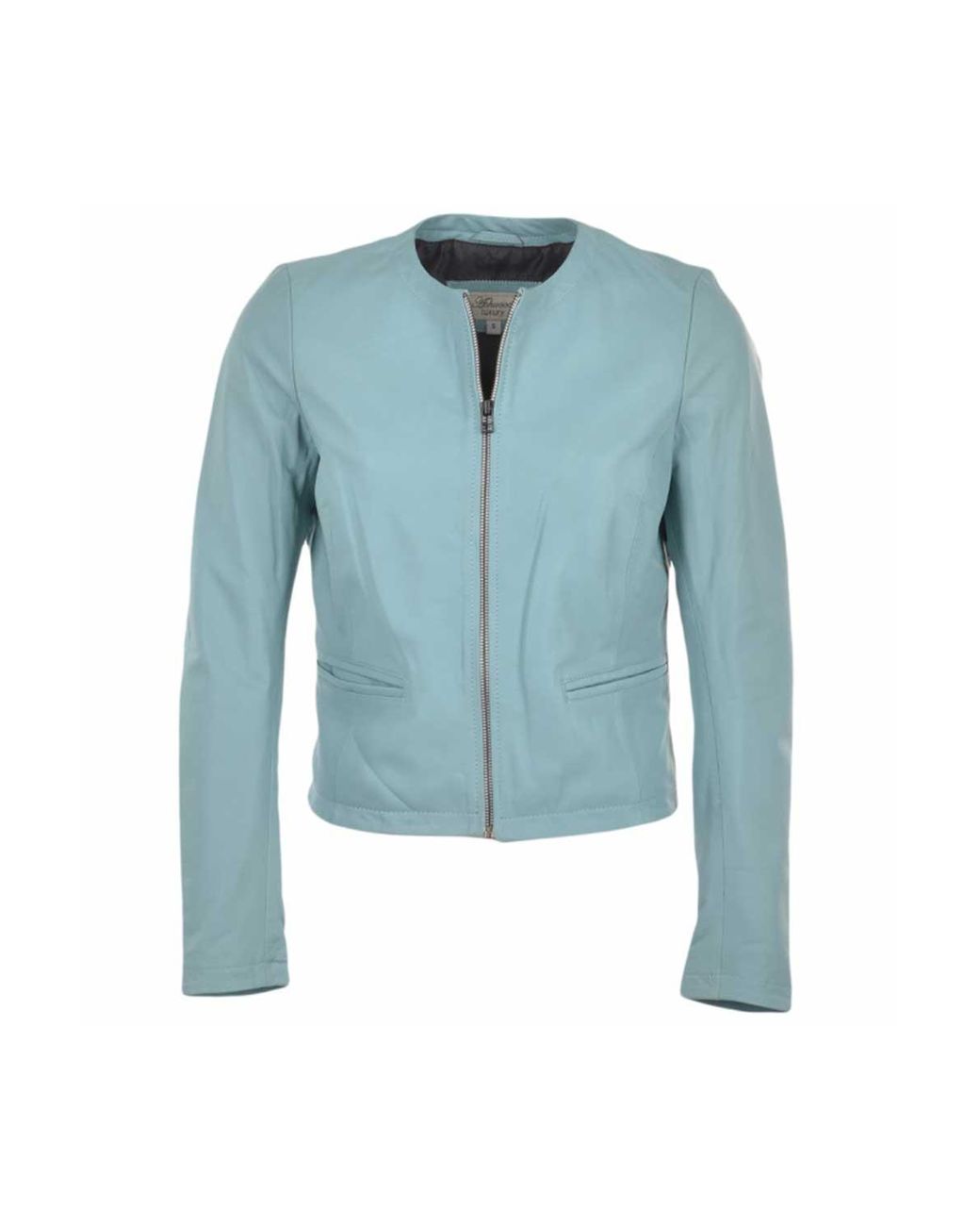 Ashwood Leather Blue 'Ethel' Real Collarless Jacket
