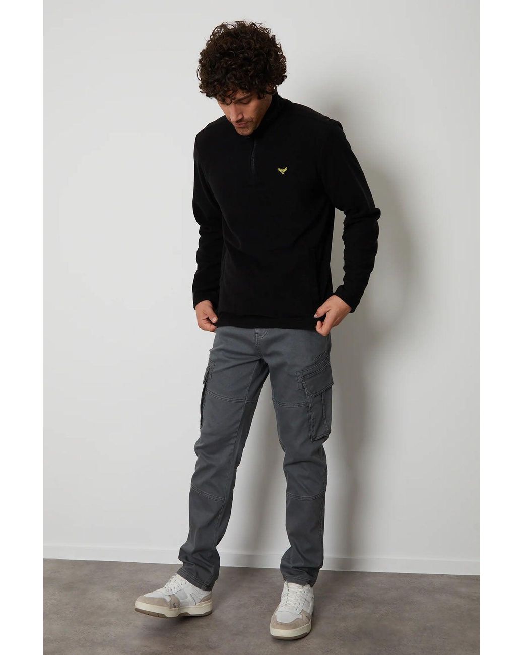 Threadbare Black Quarter Zip Fleece Jumper for men