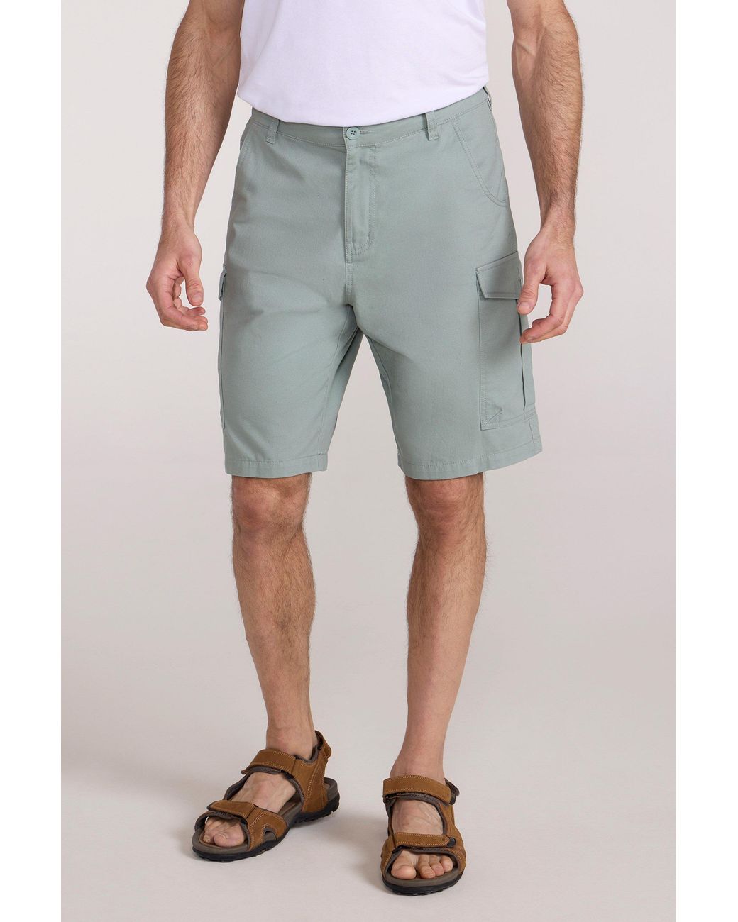 Mountain Warehouse Gray 'Lakeside' Twill Cotton Cargo Shorts With Multiple Pockets for men