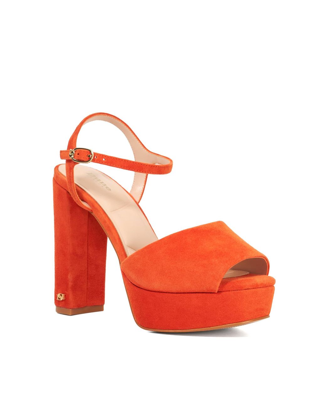 Dune Red Mayci Suede Platform Open Toe Sandals