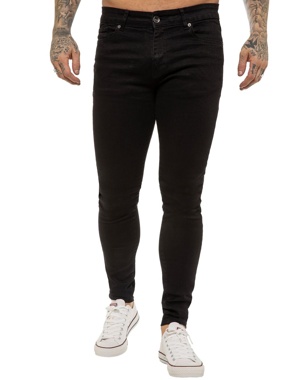Enzo Black Skinny Super Stretch Denim Jeans for men