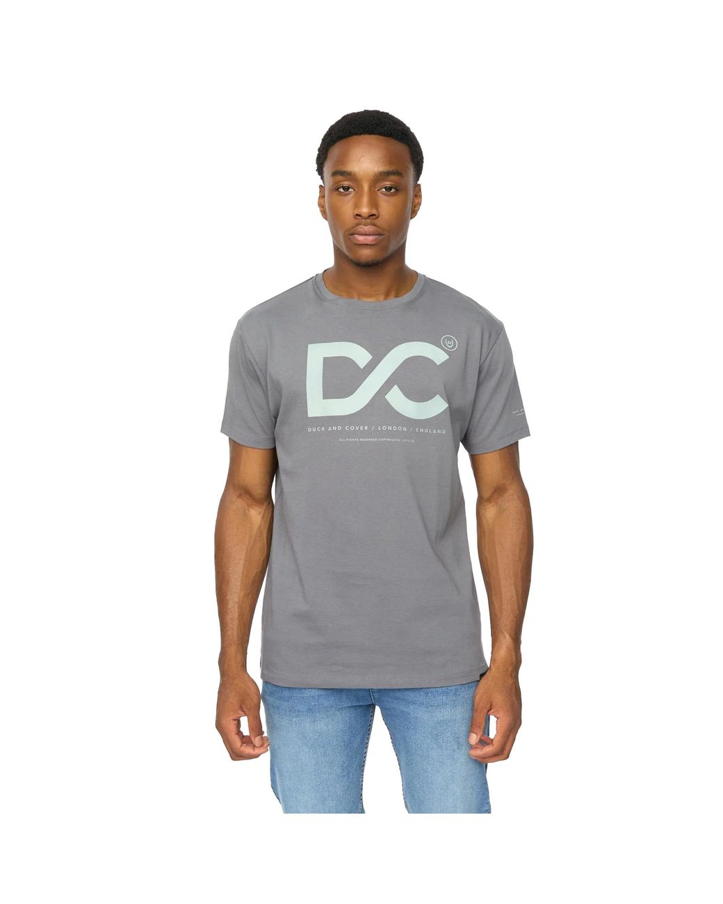 Duck and Cover Gray Polymoore Heavyweight T-Shirt (Petrol) for men