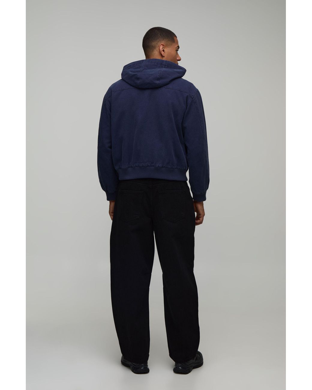 BoohooMAN Black Clasp Detail Balloon Fit Jeans for men