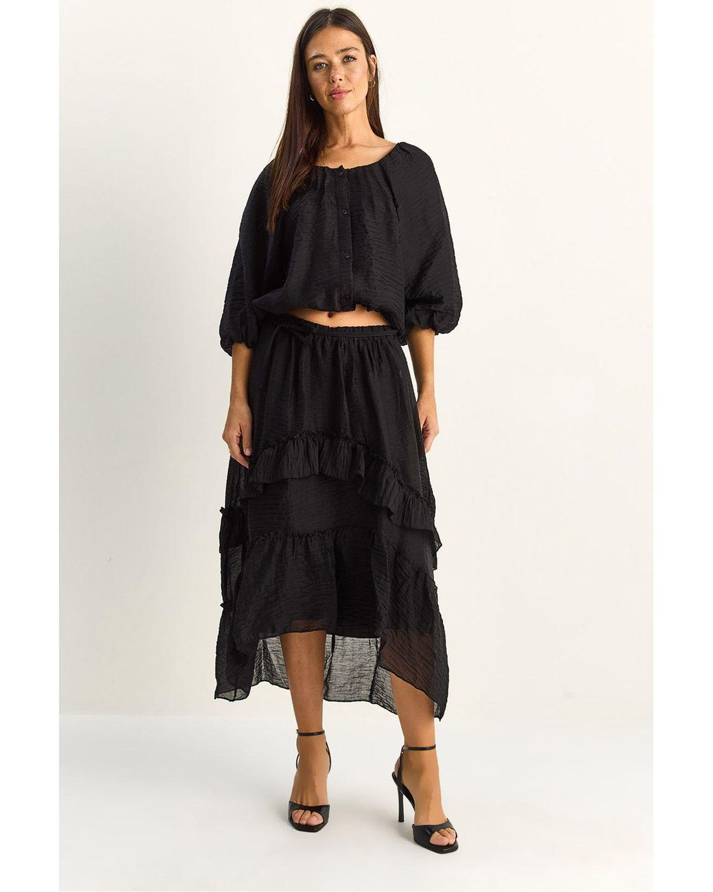 Bianco Lucci Black Elastane Blouse