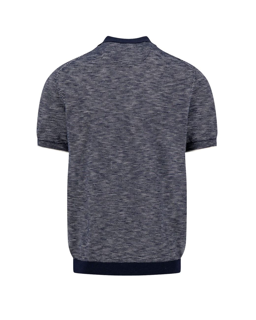 Fynch-Hatton Blue Cotton Linen Striped Polo for men