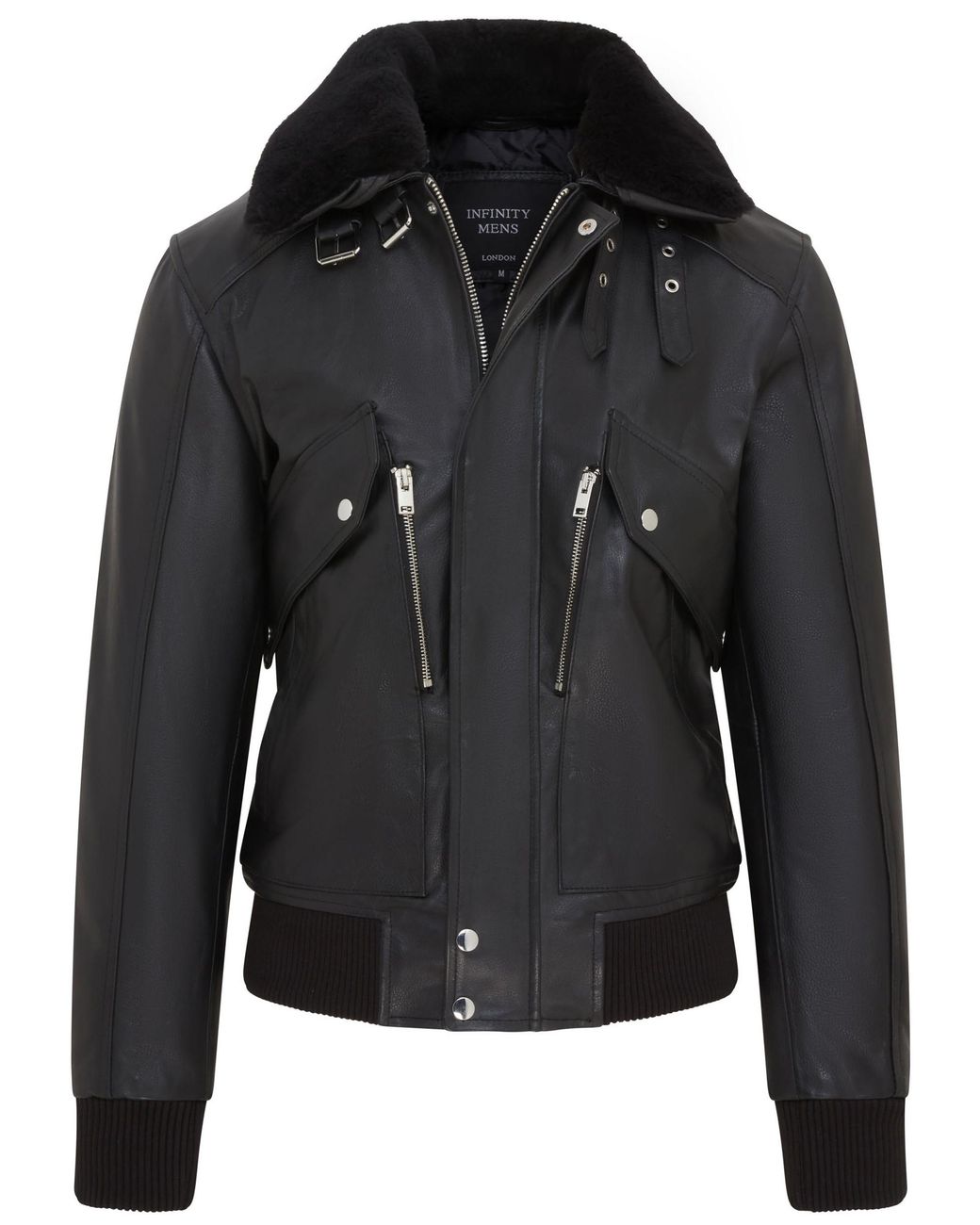 Infinity Leather Black Cowhide Aviator Bomber Jacket for men