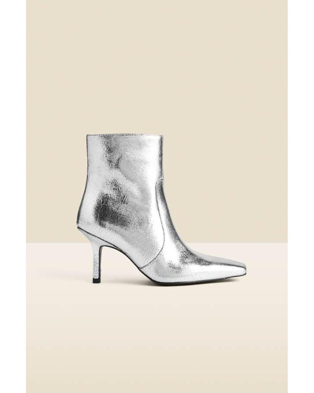 Sosandar Natural Leather Square Toe Ankle Boot