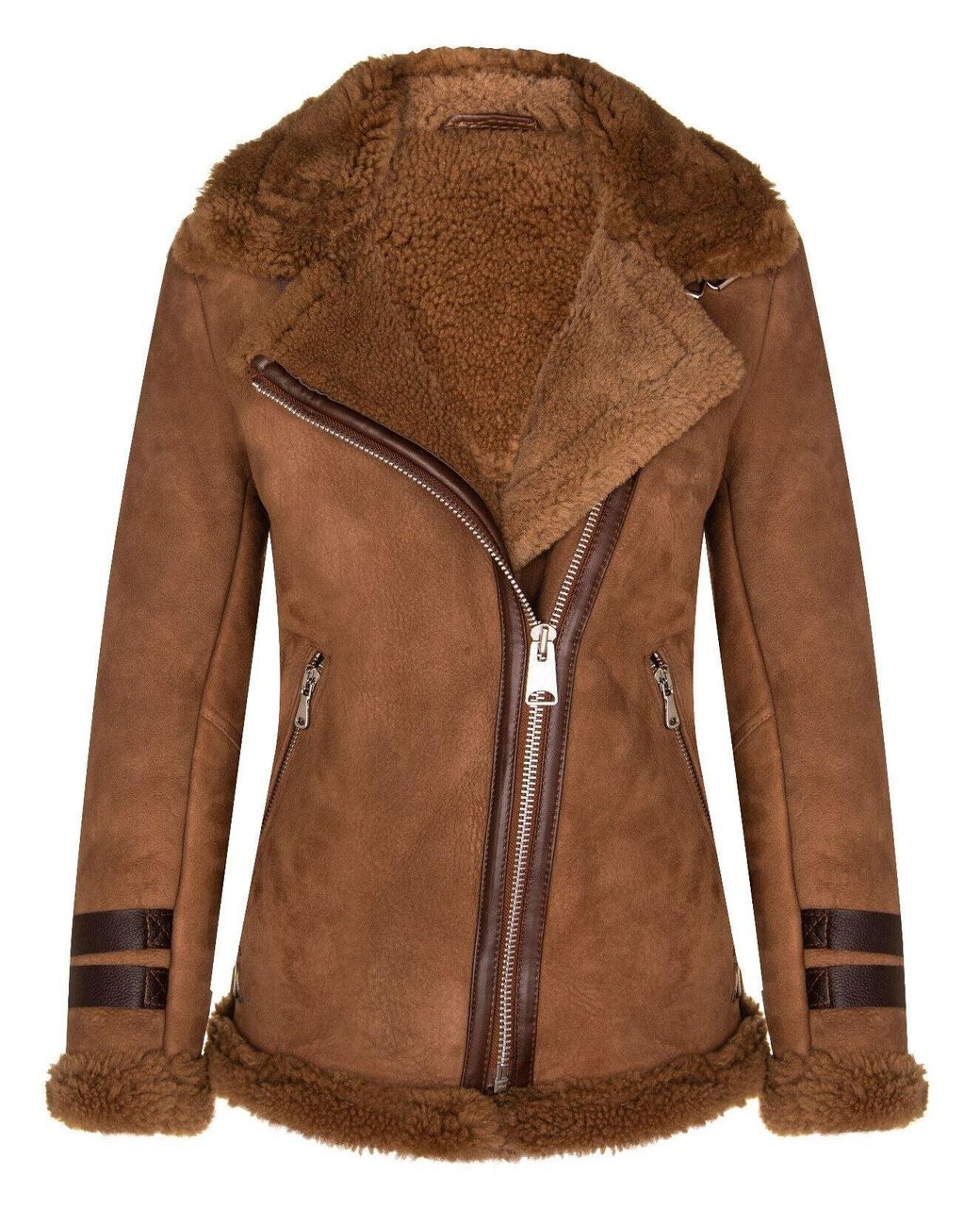 Infinity Leather Brown Sheepskin Biker Jacket-Alamar