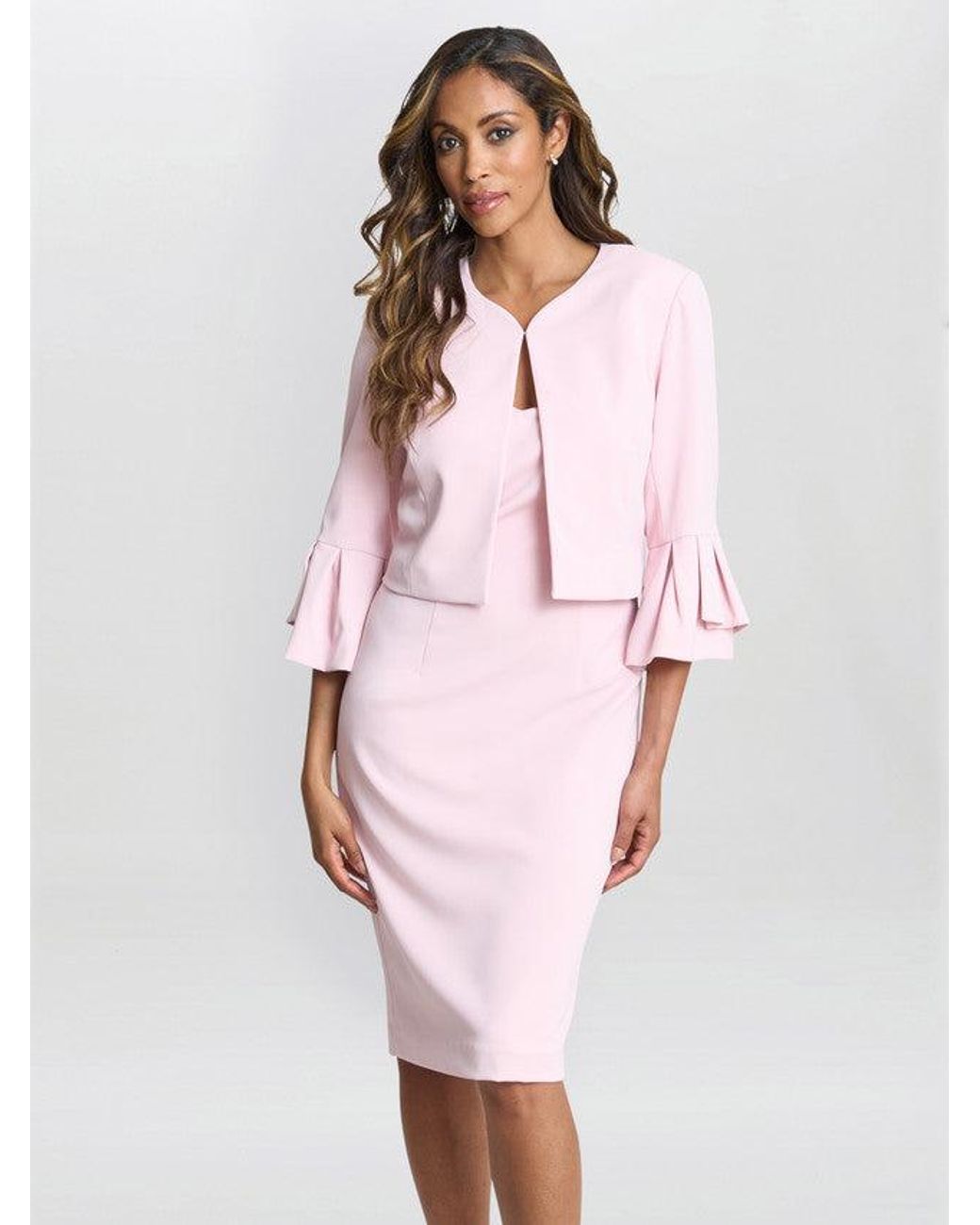 Gina Bacconi Pink Melissa Crepe Dress And Jacket