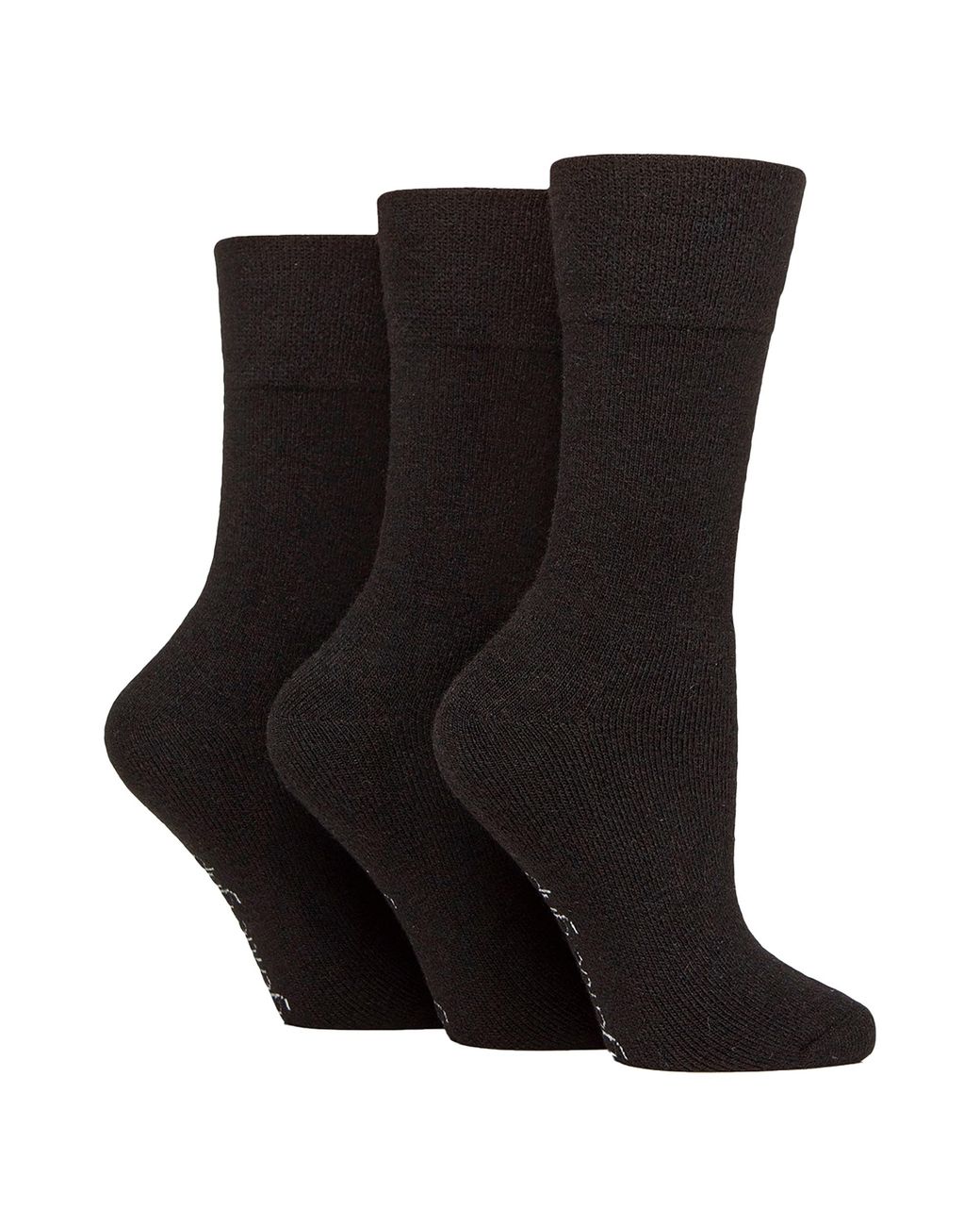 Gentle Grip Black 3 Pack Ladies Wool Boot Socks Warm Cushioned Hiking Crew