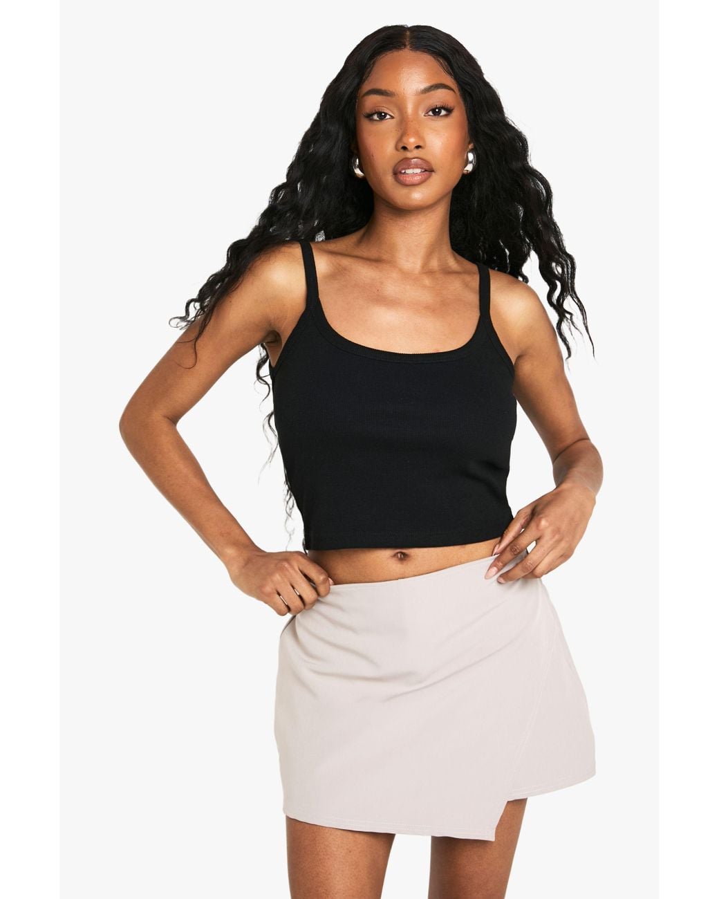 Boohoo Black Asymmetric Mini Skort