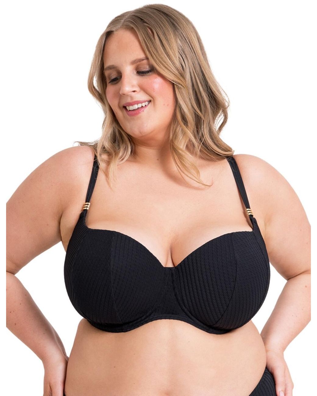 Curvy Kate Black Cs034300 Jet Set Padded Balcony Bikini Top
