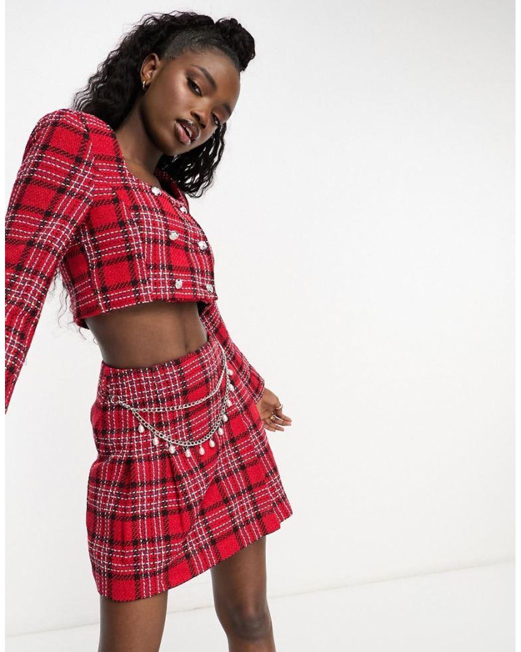 Miss Selfridge Kilt Mini Skirt Co Ord With Belt Trim in Red Lyst UK
