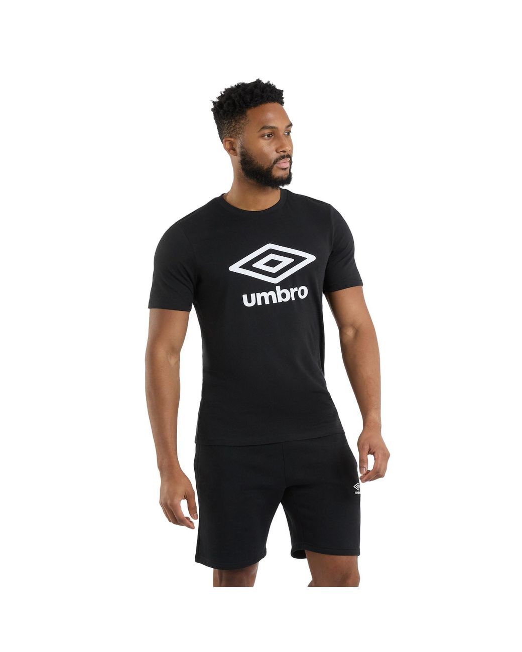 Umbro Black Stacked Logo T-Shirt /Castle Rock) Cotton for men