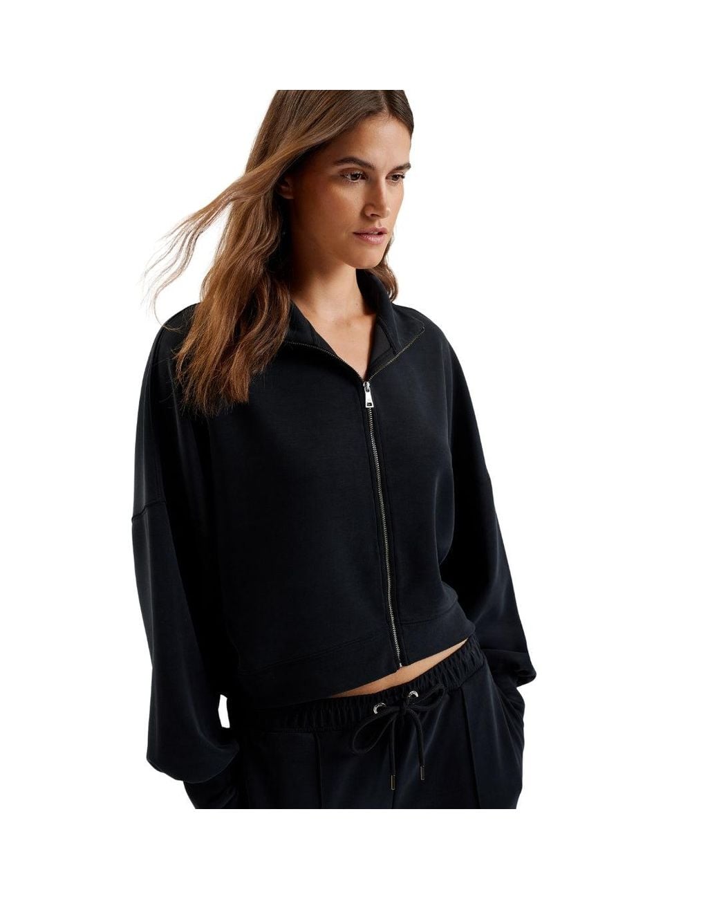 Ted Baker Blue Arorha Cupro Zip Through Funnel Neck