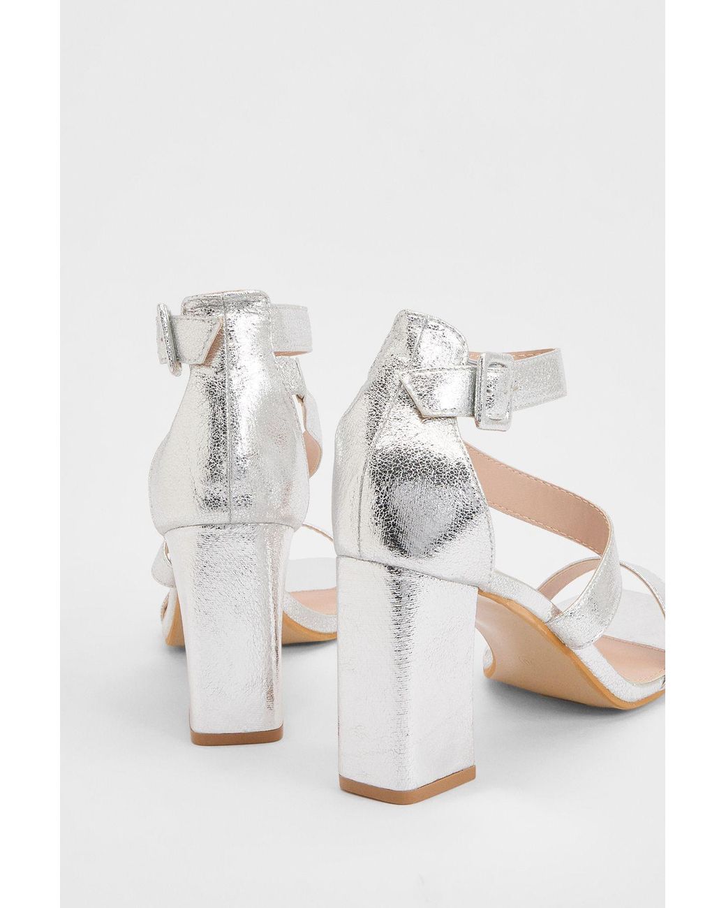Faith White Phoebe Strap Block High Heel Sandals