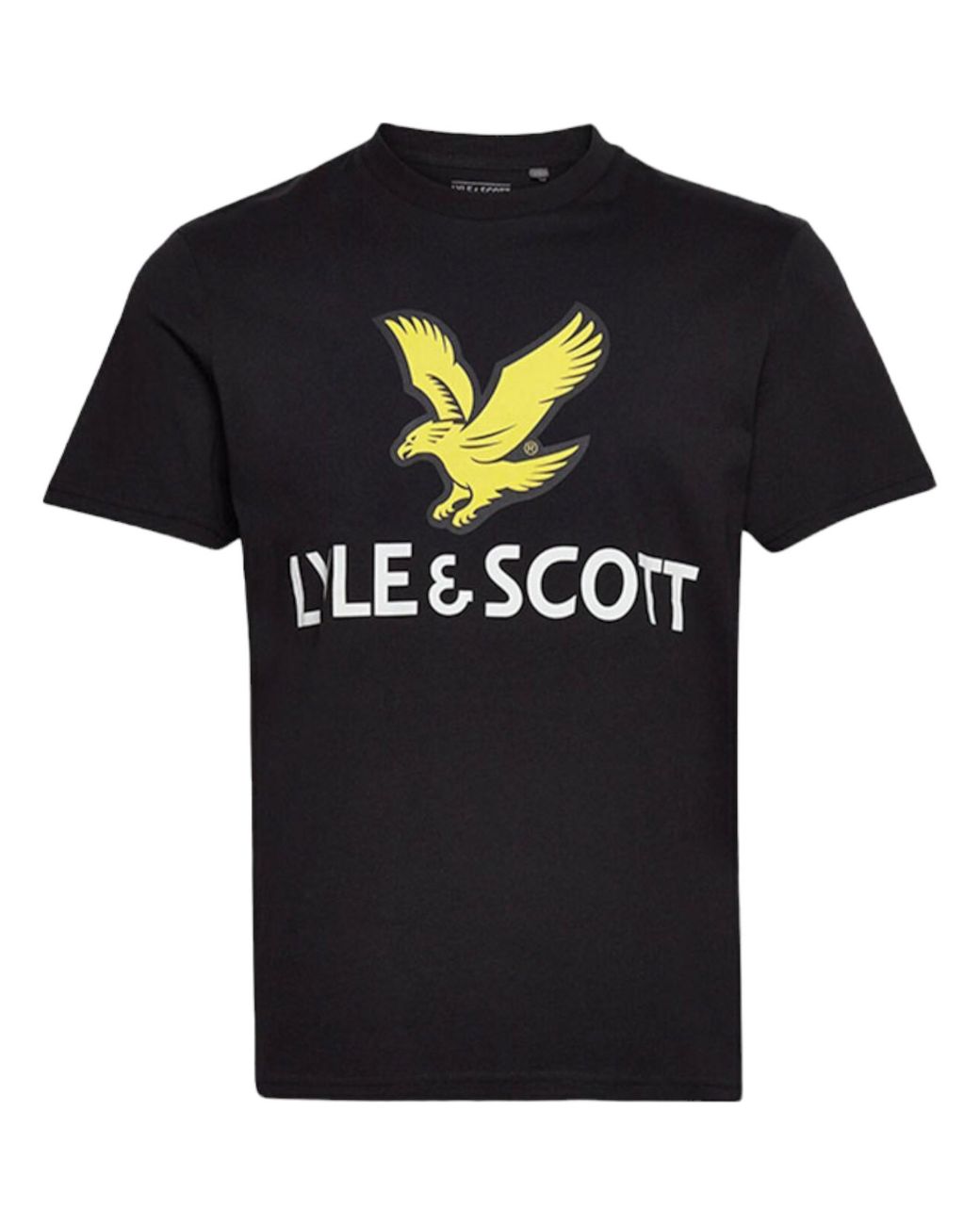 Lyle & Scott Black Graphic T Shirts Short Sleeve Glitch Printed Summer Cotton Tee for men