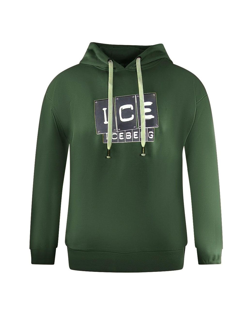 Ice Iceberg Green Bold Blocked Logo Hoodie Cotton for men