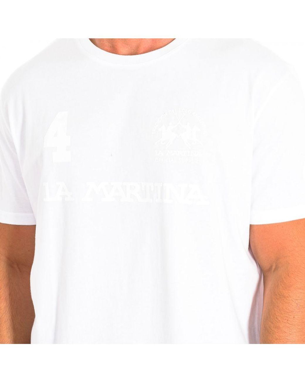 La Martina White Short Sleeve T-Shirt Tmr309-Js206 for men