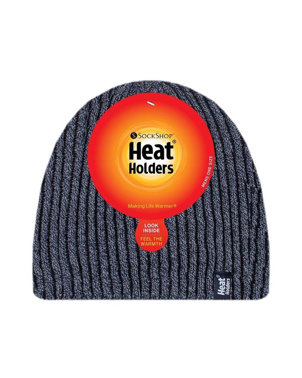 Heat Holders Blue Fleece Lined Thermal Winter Knitted Beanie Hat for men