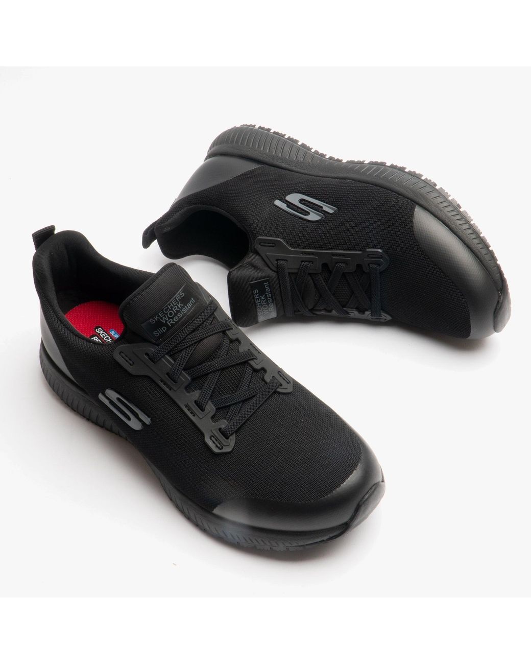 Skechers Black Squad Sr Ladies Occupational Trainers Textile