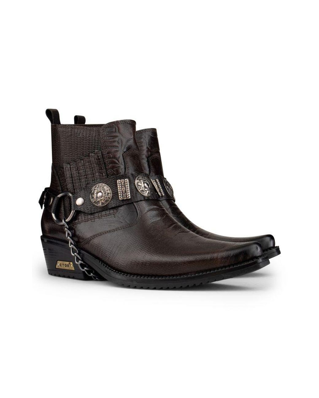 Infinity Leather Black Winklepicker Western Gothic Boots for men