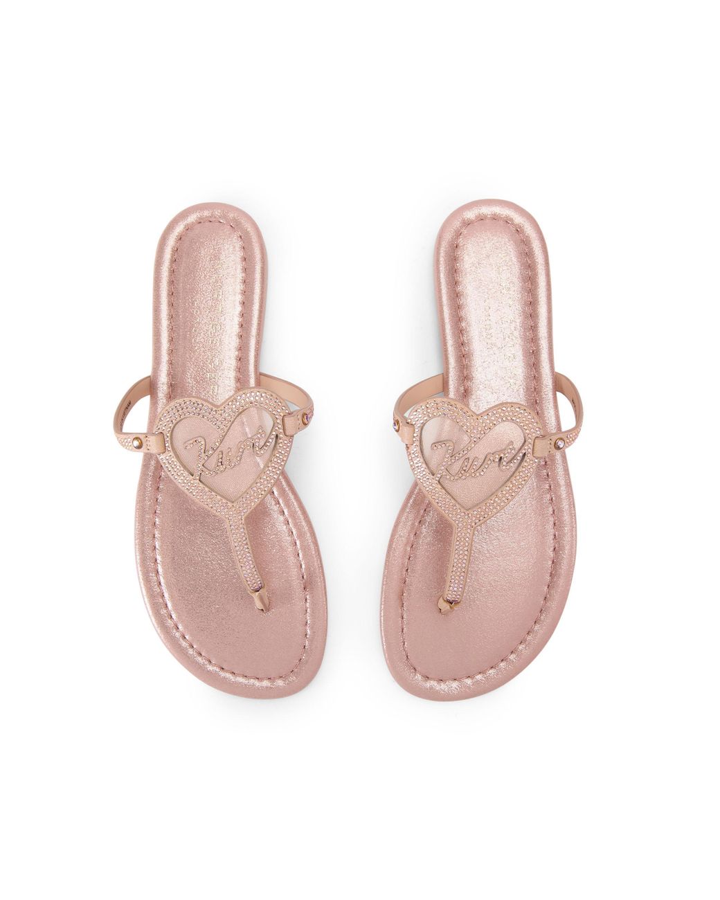 Kurt Geiger Pink Suede Heart T Bar Flat Sandals
