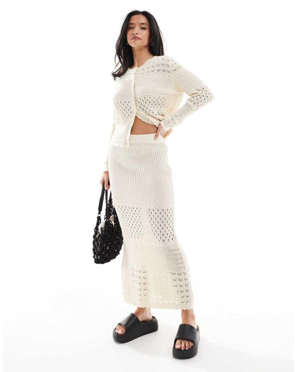 Vero Moda Natural Crochet Maxi Skirt Co-ord