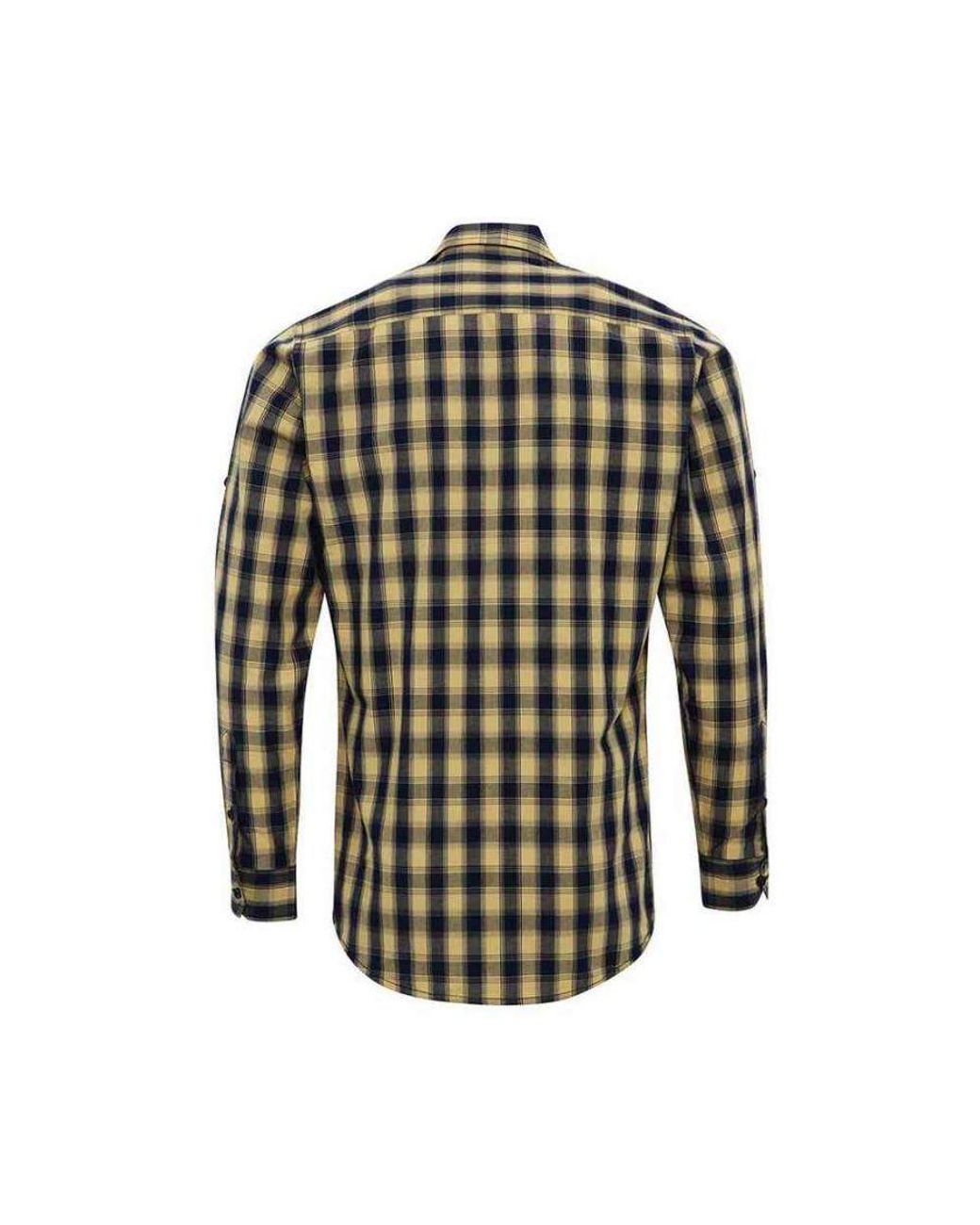 PREMIER Green Mulligan Checked Cotton Long-Sleeved Shirt for men