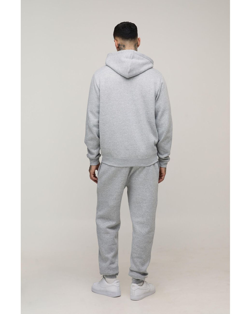 BoohooMAN Gray Tall Basic Regular Zip Through Hoodie for men