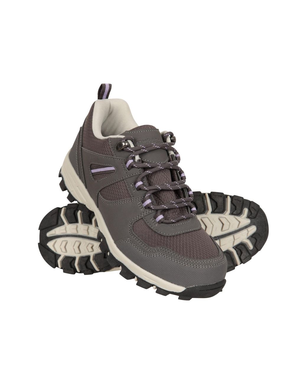 Mountain Warehouse Gray 'Mcleod' Walking Shoes With Deep Lugs Mesh Lined Hiking Footwear