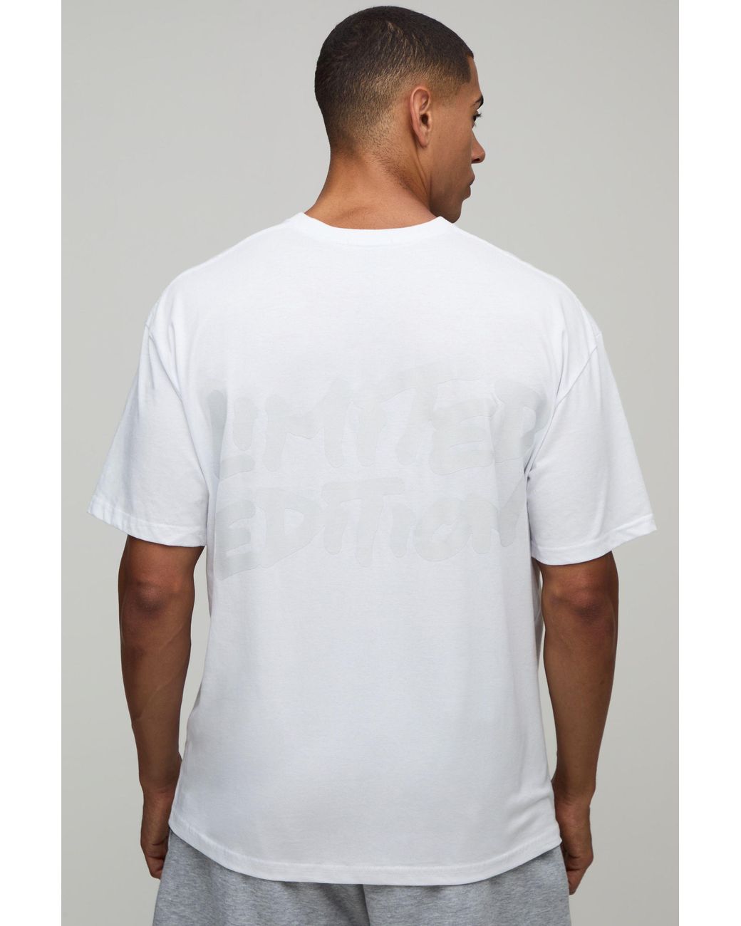 BoohooMAN White Oversized Limited Edition Gloss Print T-Shirt for men