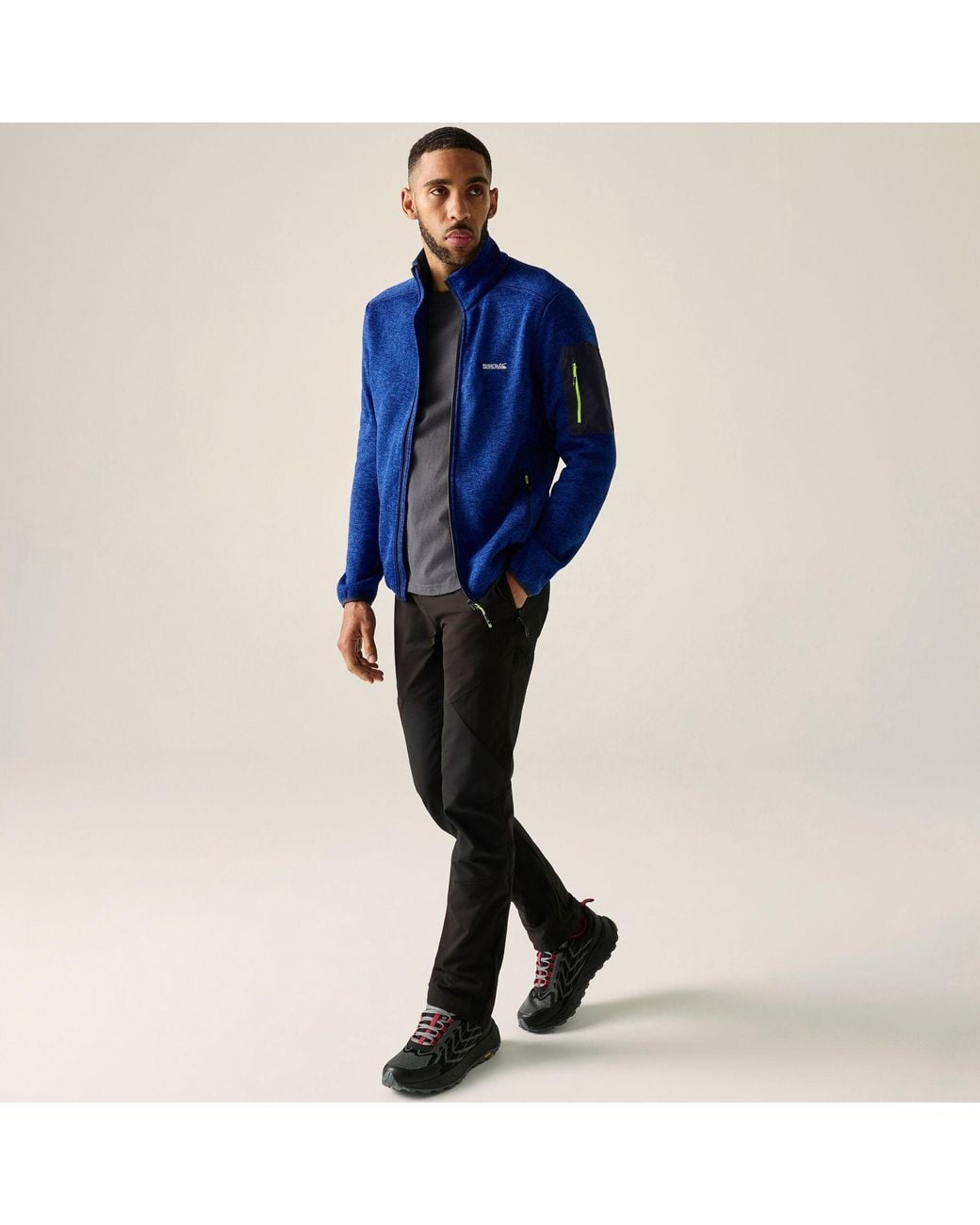 Regatta Blue Newhill Marl Full Zip Fleece Jacket (Olympian/Wild Lime) for men
